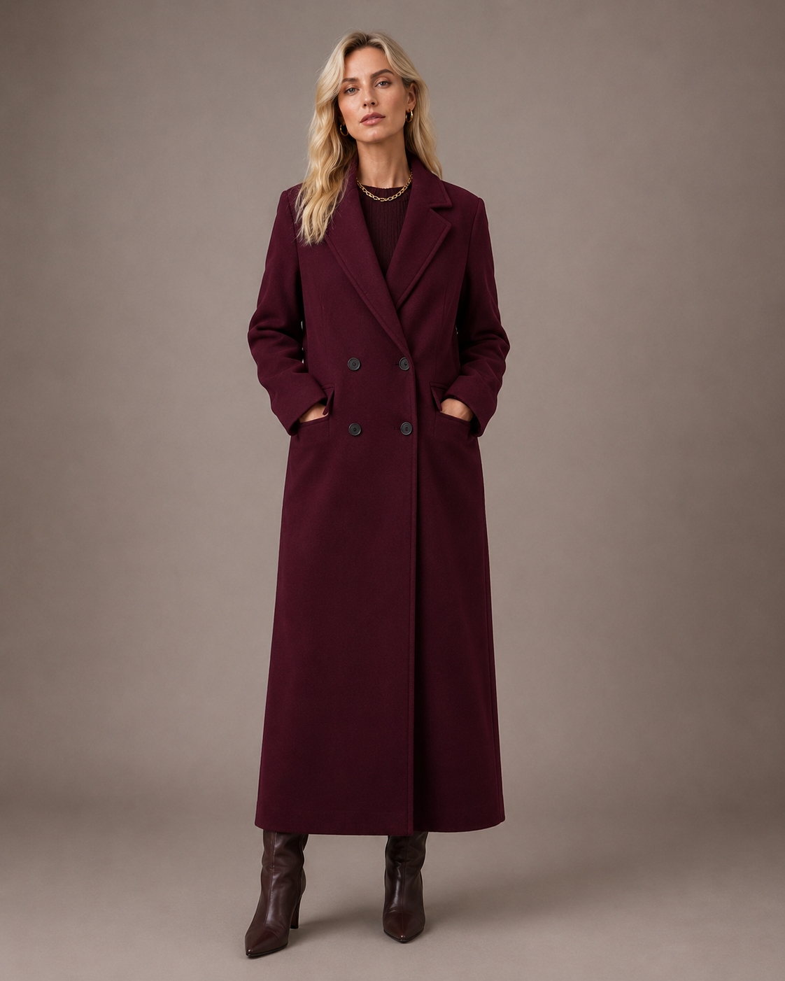 The Belgravia Burgundy Coat
