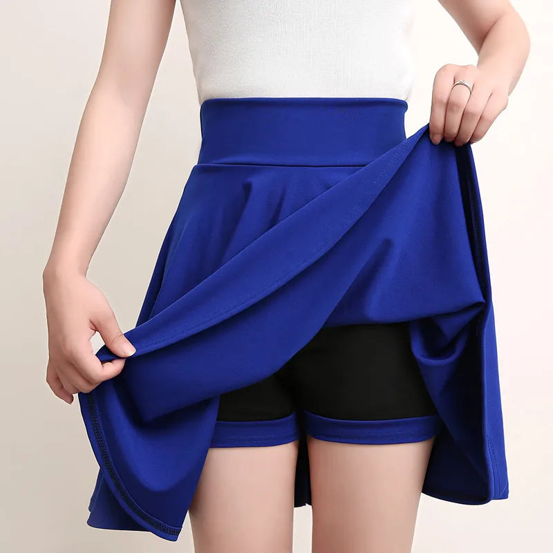 2025 Flared Skirts Women's Basic Shorts Skirt Fashion Versatile Black Casual Mini Skater Medium Pleated Fluffy Skirt Plus Size