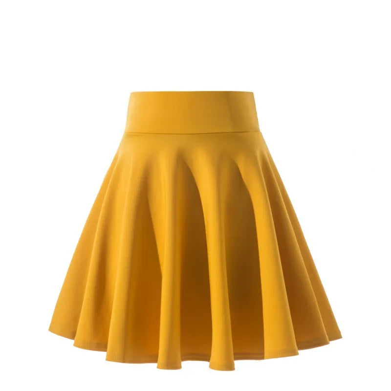 2025 Flared Skirts Women's Basic Shorts Skirt Fashion Versatile Black Casual Mini Skater Medium Pleated Fluffy Skirt Plus Size