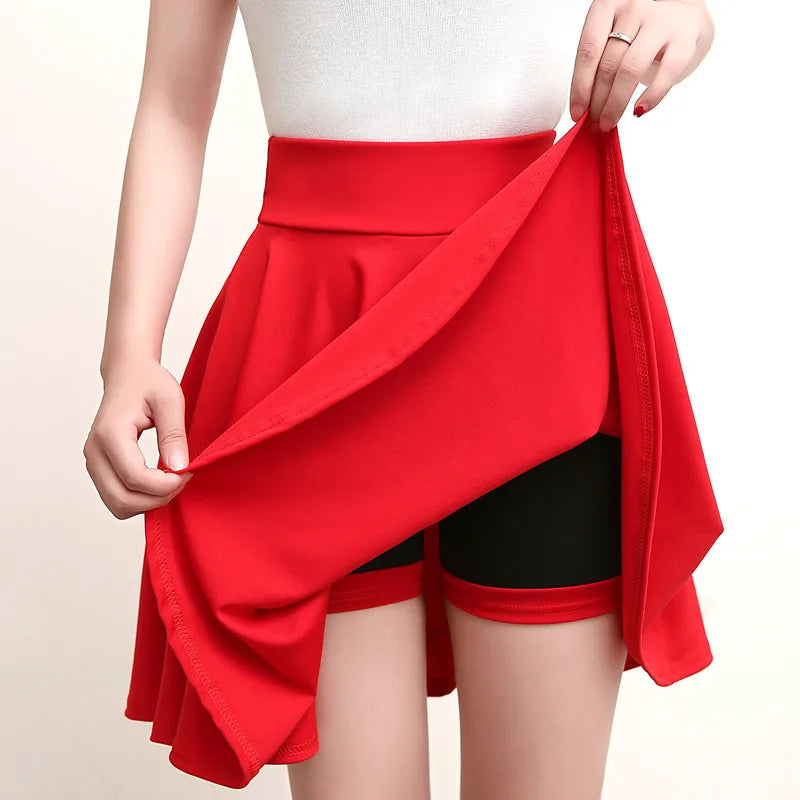 2025 Flared Skirts Women's Basic Shorts Skirt Fashion Versatile Black Casual Mini Skater Medium Pleated Fluffy Skirt Plus Size