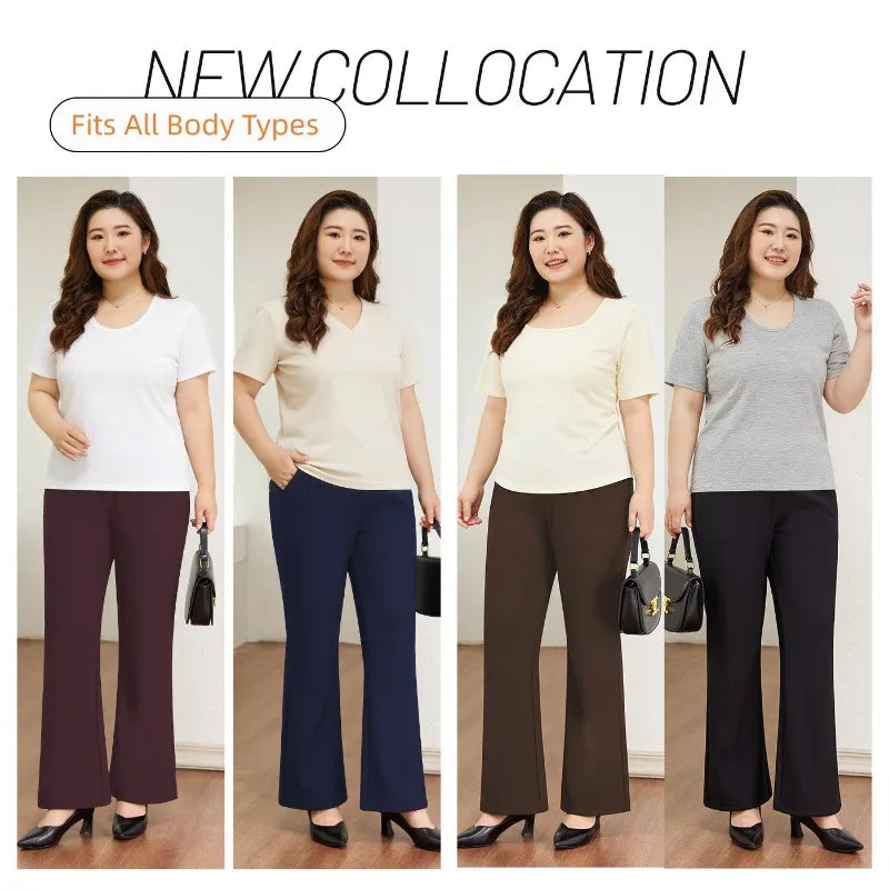 Spring Autumn Pants Women Red Pencil Trousers High Waisted Plus Size 7XL 6XL Black Office Lady Stretched Elastic Female Clothes