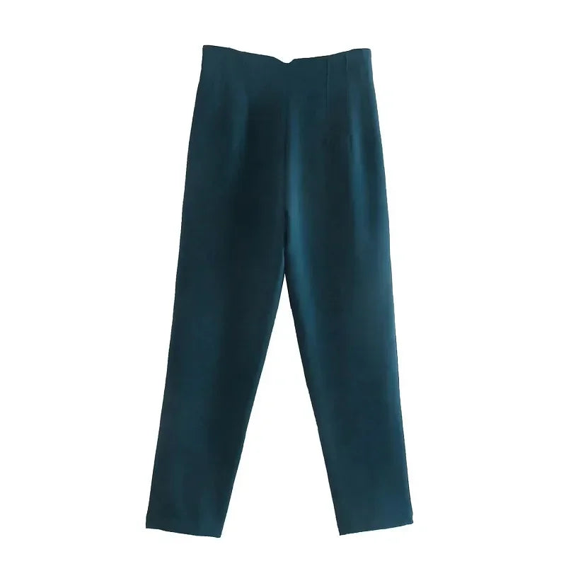 HXAO Office Wear Women'S Formal Pants Pleated High Waist Pants For Women Casual White Cropped Trousers Blackpink Woman Pants