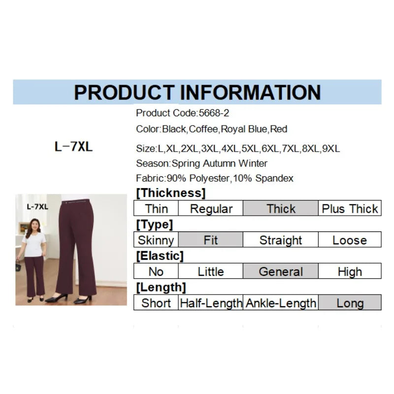 Spring Autumn Pants Women Red Pencil Trousers High Waisted Plus Size 7XL 6XL Black Office Lady Stretched Elastic Female Clothes