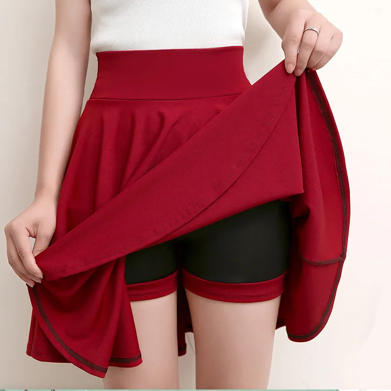 2025 Flared Skirts Women's Basic Shorts Skirt Fashion Versatile Black Casual Mini Skater Medium Pleated Fluffy Skirt Plus Size