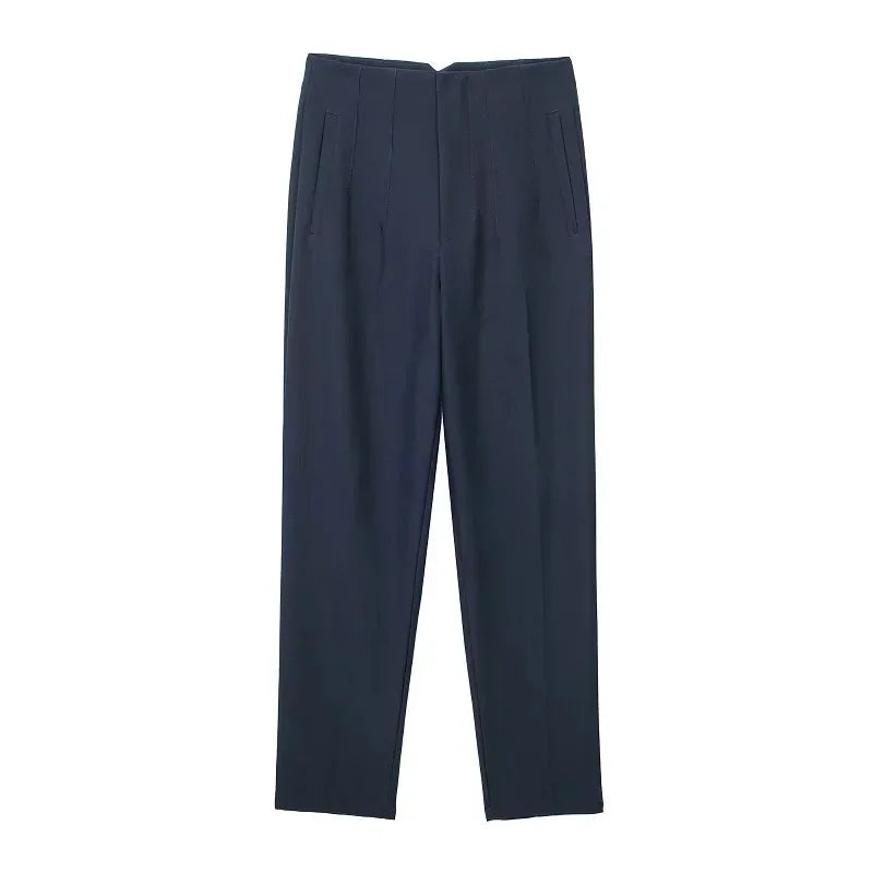 HXAO Office Wear Women'S Formal Pants Pleated High Waist Pants For Women Casual White Cropped Trousers Blackpink Woman Pants