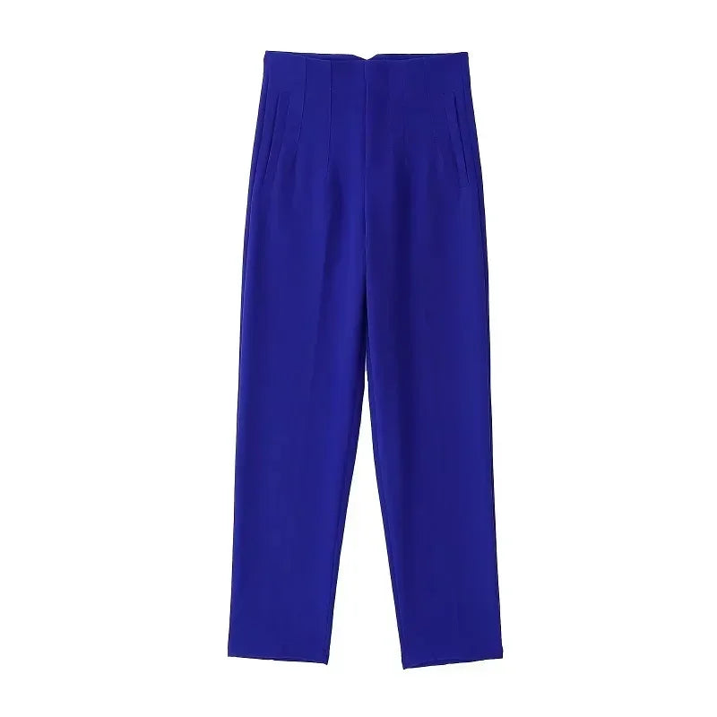 HXAO Office Wear Women'S Formal Pants Pleated High Waist Pants For Women Casual White Cropped Trousers Blackpink Woman Pants