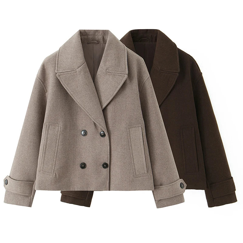 Willshela Women Fashion Solid Double Breasted Trench Jackets Vintage Lapel Neck Long Sleeves Female Chic Lady Outfits
