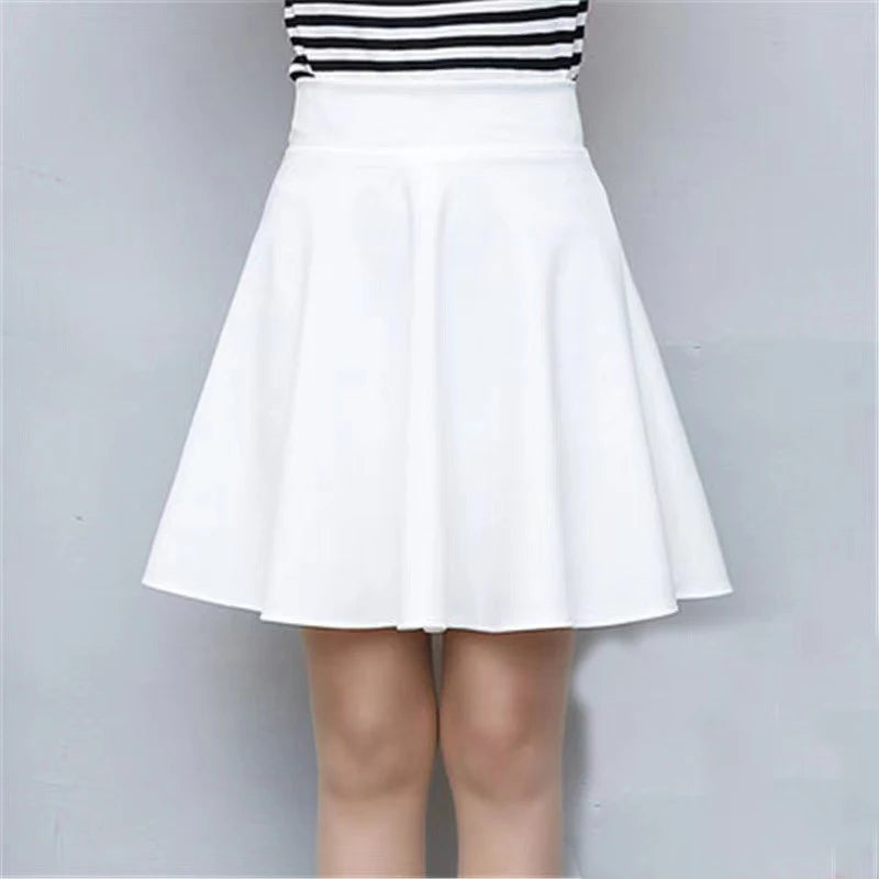 2025 Flared Skirts Women's Basic Shorts Skirt Fashion Versatile Black Casual Mini Skater Medium Pleated Fluffy Skirt Plus Size