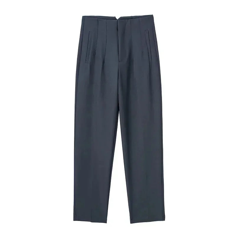 HXAO Office Wear Women'S Formal Pants Pleated High Waist Pants For Women Casual White Cropped Trousers Blackpink Woman Pants