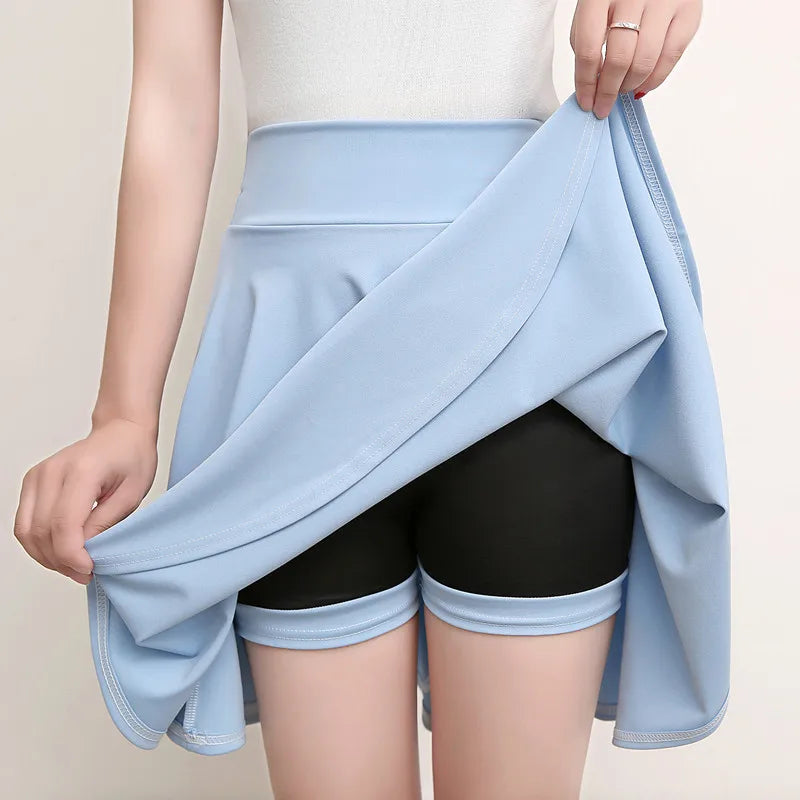 2025 Flared Skirts Women's Basic Shorts Skirt Fashion Versatile Black Casual Mini Skater Medium Pleated Fluffy Skirt Plus Size