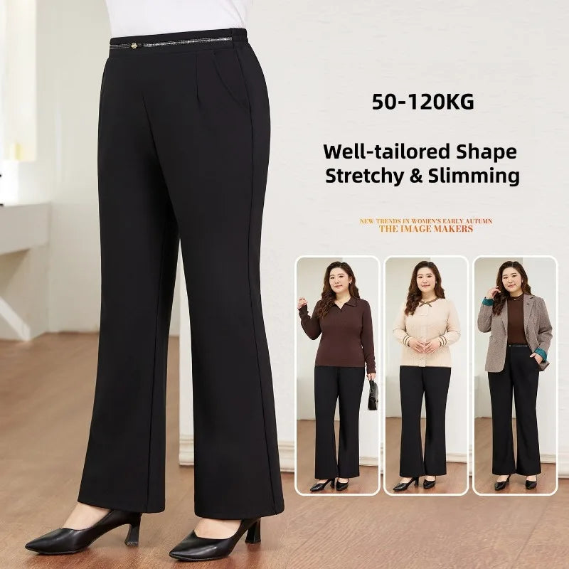Spring Autumn Pants Women Red Pencil Trousers High Waisted Plus Size 7XL 6XL Black Office Lady Stretched Elastic Female Clothes