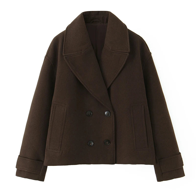 Willshela Women Fashion Solid Double Breasted Trench Jackets Vintage Lapel Neck Long Sleeves Female Chic Lady Outfits