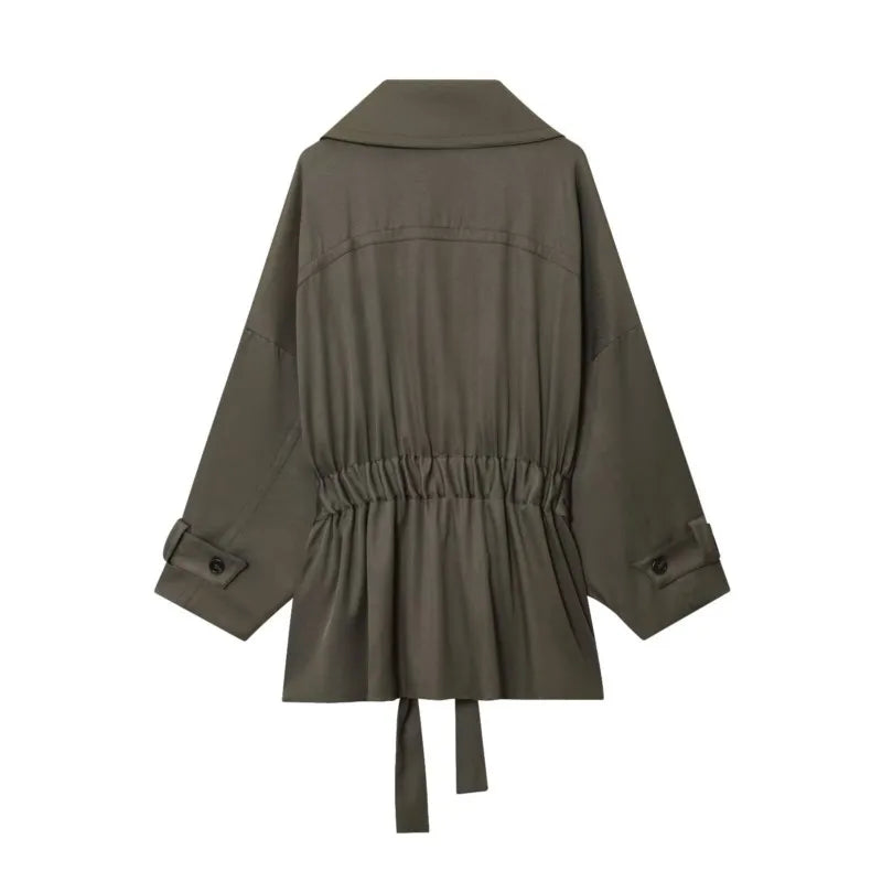 Women Mid Waist Pants Set Two Piece Casual Flowing Belted Jacket Front Pleat Trousers 2 Piece Set Women Outfit
