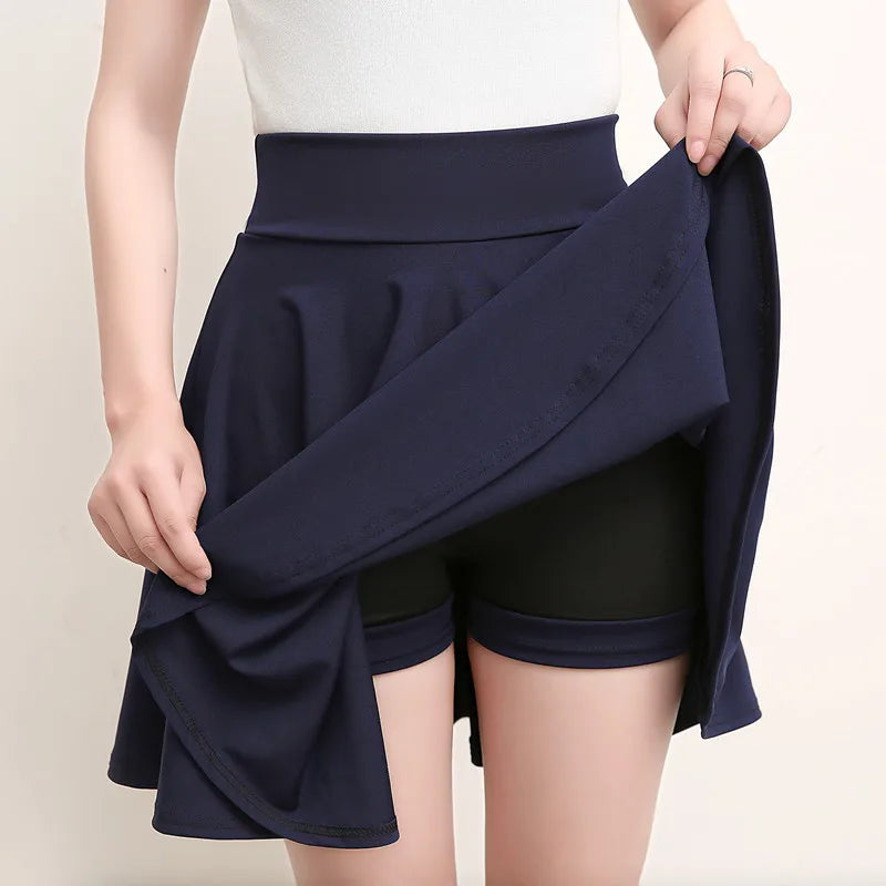 2025 Flared Skirts Women's Basic Shorts Skirt Fashion Versatile Black Casual Mini Skater Medium Pleated Fluffy Skirt Plus Size